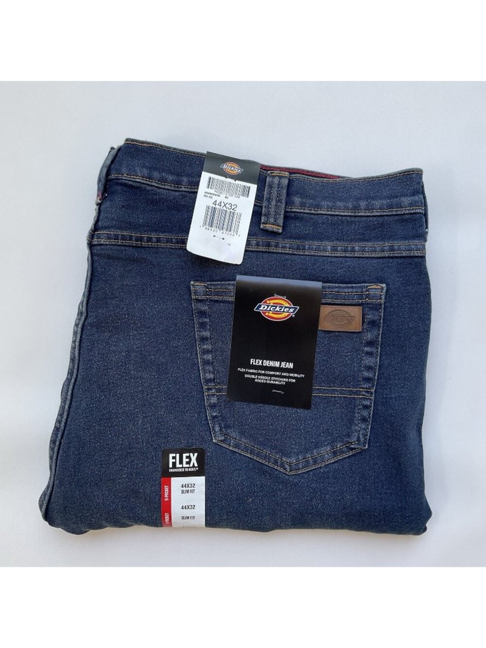 Dickies Men’s Slim Straight Jeans Flex Denim Comfort Stretch Blue Size 44X32